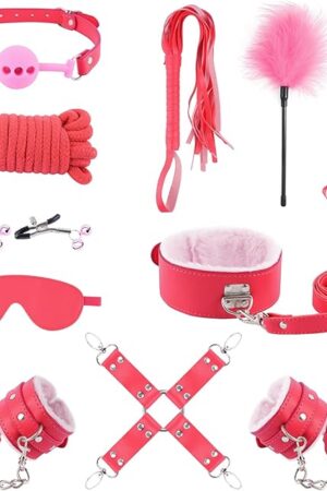BDSM Kit Sex Bondage Restraints - Upgraded 11PCS Bondage Set with Adjustable Handcuffs Ankle Cuffs Collar Blindfold Silicone Ball Gag, Adult BDSM Sex Toys for Couples
