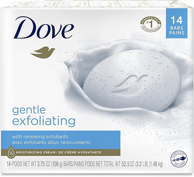 Dove Beauty Bar More Moisturizing Than Bar Soap Gentle Exfoliating With Mild Cleanser For Softer And Smoother Skin 375 oz Pack of 14