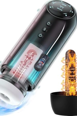 Cock Vibrator - Penis Masturbator Cup with Vibrating & Thrusting & Sucking & Heated & Voice, Mens Masturbation Sleeve Pleasure Sex Toys Automatic Blowjob Simulator Fake Pussy Sexual Stimulation Device