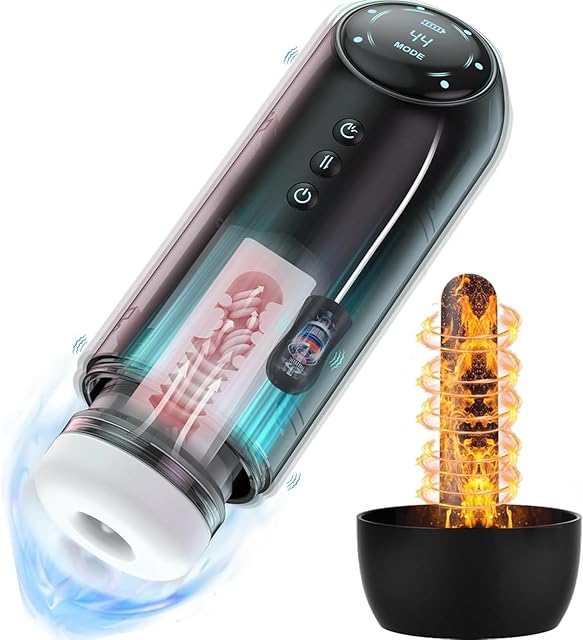 Cock Vibrator - Penis Masturbator Cup with Vibrating & Thrusting & Sucking & Heated & Voice, Mens Masturbation Sleeve Pleasure Sex Toys Automatic Blowjob Simulator Fake Pussy Sexual Stimulation Device