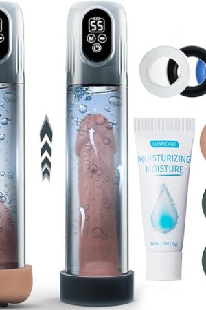 Electric Penis Pump, Automatic Male Masturbator with Mini Pocket Pussy and 3 Penis Ring, Adult Sex Toys for Men Dick Enlarger Erection, Air Water Extender with 4 Training Pressure and 5 Suction Modes