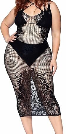 Women's Seamless Net and Lace Halter Dress
