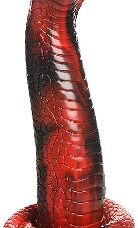 King Cobra Silicone Dildo for Men, Women & Couples. Firm and Flexible, Strong Suction Base, Fantasy Dildo. Premium Phthalate-Free Silicone. 1 Piece, Red.