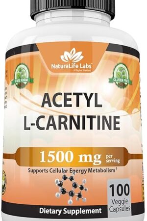 Acetyl L-Carnitine 1,500 mg High Potency Supports Energy Production, Sports Nutrition, Supports Memory/Focus - 100 Veggie Capsules