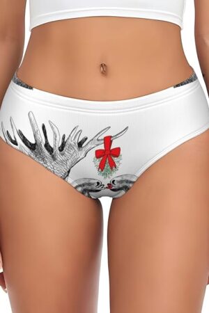 Funny Christmas Moose Kissing Under Mistletoe Womens Underwear Soft Briefs Ladies Panties Sexy Lingerie