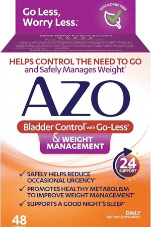 AZO Bladder Control with Go-Less? & Weight Management Dietary Supplement | Helps Reduce Occasional Urgency* | Promotes Healthy Metabolism* | Supports a Good Night?s Sleep* | 48 Capsules