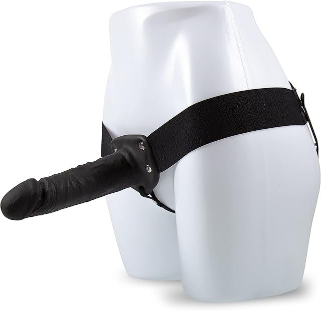 Blush Novelties Dr. Skin Hollow Realistic Strap On - 7.75 Inch Length and 1.75 Inch Width - Can be Used by Any Gender - Elastic Harness Fits up to 40 Inch Waist - Soft Lifelike Feel and Look Adults