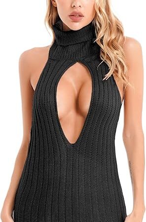 Women's Sexy Lingerie Anime Cosplay Virgin Killer Sweater Nightdress Hollow Out Dress