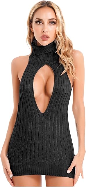 Women's Sexy Lingerie Anime Cosplay Virgin Killer Sweater Nightdress Hollow Out Dress