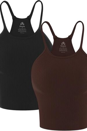 Free to Be Tank, Crop Ribbed Tank Tops Seamless Racerback Camisoles No pad Camis Cropped Workout Gym Yoga