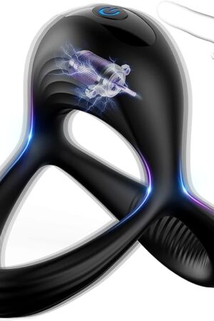 Vibrating Cock Ring, LUZINE Rechargable Silicone Stretchy Penis Rings with 10 Intense Vibrations, Triangular Mens Vibrator for Stronger Erection Pleasure Enhance, Couples Toys for Him and Her Sex