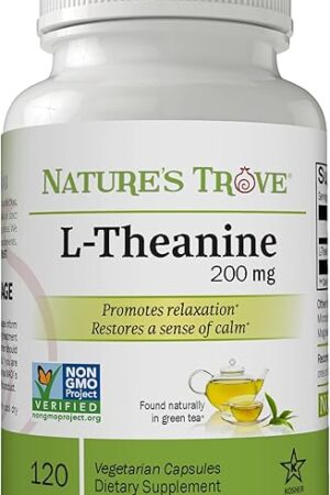 L-Theanine 200mg by Nature's Trove - 120 Vegetarian Capsules