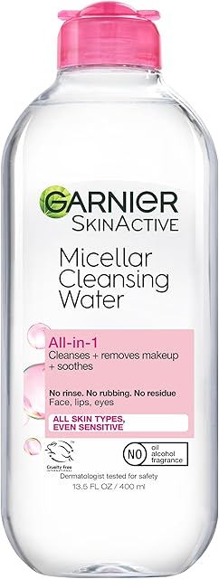 Garnier Micellar Water, Hydrating Facial Cleanser & Makeup Remover, Suitable for Sensitive Skin, Vegan, Cruelty Free, 135 Fl Oz (400mL), 1 Count