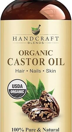 Handcraft Blends Organic Castor Oil - 16 Fl Oz - 100% Pure and Natural - Premium Grade Carrier Oil for Hair Growth, Eyelashes and Eyebrows - Hair and Body - Expeller-Pressed & Hexane-Free