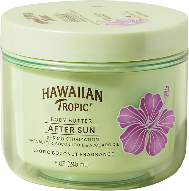 Hawaiian Tropic After Sun Body Butter with Coconut Oil, 8oz | Hawaiian Tropic After Sun Lotion, Beach Essentials, Summer Vacation Essentials, Tan Extender Lotion, Coconut Body Butter, 8oz