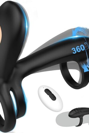 Vibrating Cock Ring with 360? Twisting G-Spot Stimulator ? Penis Ring Couple Sex Toys with 10 Modes, Adult Toy for Clitoral & Testicle Stimulation, Penis Sleeve Extender Couples Vibrator for Men Women