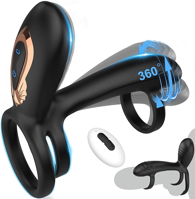 Vibrating Cock Ring with 360? Twisting G-Spot Stimulator ? Penis Ring Couple Sex Toys with 10 Modes, Adult Toy for Clitoral & Testicle Stimulation, Penis Sleeve Extender Couples Vibrator for Men Women