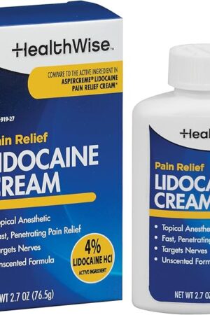HealthWise Maximum OTC Strength Lidocaine Cream | Numbs Away Pain | Long-Lasting Relief | Non-Greasy | 2.7 Oz | Unscented Formula | Topical Anesthetic