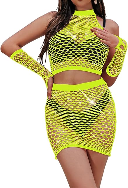 Women's Sexy Bodysuit Sparkly Rhinestone Fishnet Bodystockings Hollow Out See Through Lingerie Sets