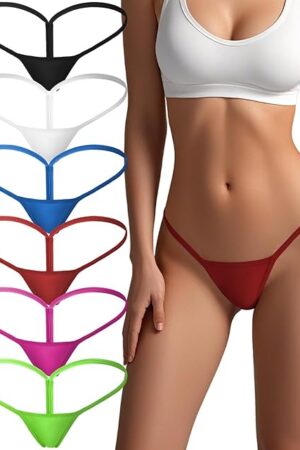 Cotton Underwear G-string Thong for Women Micro Sexy Ladies Panties Comfortable Stretch Low Rise 6 Pack