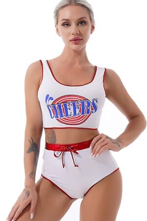 Women's Adult College Girl Cheer Leader Outfit Sexy Crop Top + Panty Set Lingerie Set