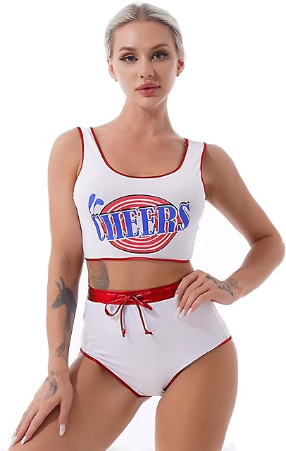 Women's Adult College Girl Cheer Leader Outfit Sexy Crop Top + Panty Set Lingerie Set