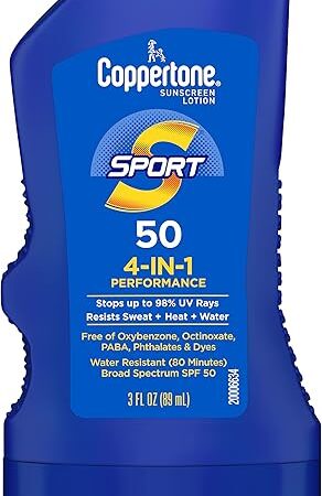 Coppertone SPORT Sunscreen Lotion Broad Spectrum SPF 50 (3 Fluid Ounce) (Packaging may vary)