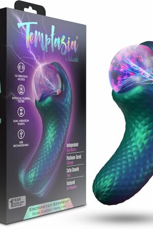 Blush Temptasia 55" Enchanted Serpent Silicone Pulse Clit Vibrator, Plasma Globe - 10 Modes, Waterproof, USB, Personal Pleasure Zone Massager - Luxury Adult Sex Toy Women & Couples - (Dark Millenia)