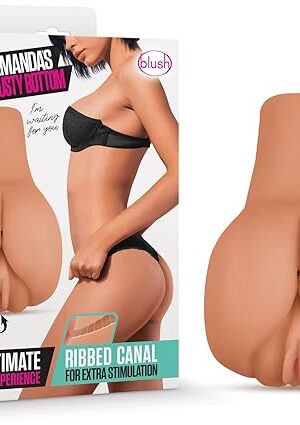 Blush Novelties Amanda's Lusty Bottom - 2 Pound Soft Realistic Ass & Pussy Stroker - Ribbed Dual Hole Vaginal Male Masturbator with Remote Vibrator for Intense Pleasure - Sex Toy for Men - Latin