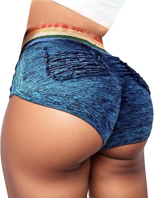 Women High Wasit Booty Shorts Workout Tights Ruched Butt Lift Yoga Legging Pants