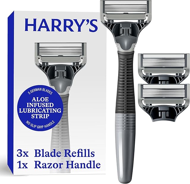 Harry's Shaving Kit for Men - Razor Handle and 3 Razor Blade Refill Cartridges - Charcoal