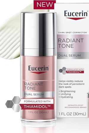Eucerin Radiant Tone Dual Serum Dark Spot Corrector, Dark Spot Serum with Thiamidol and Hyaluronic Acid, Helps Visibly Reduce the Look of Persistent Dark Spots, 1 Fl Oz Bottle