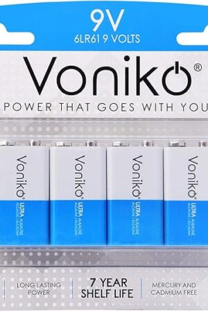 Voniko 9V Batteries - Alkaline 9V Battery 4 Pack - Ultra Long Lasting with a 7 - Year Shelf Life