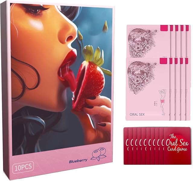 Blueberry Flavour Ultra-Thin Oral Sex Membrane and 10 Sex Position Cards,Oral Sex Covering for Gay,Men and Women Oral Sex,Sex Toys Sex Game for Couples,Cunnilingus Prop and SM Fellatio