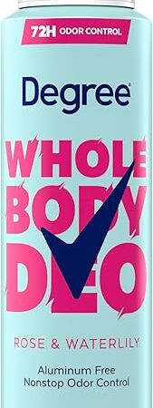 Degree Women Whole Body Deodorant Spray, Rose & Waterlily Scent, Aluminum Free 72H Odor Protection 4 oz