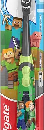 Colgate Kids Battery Powered Minecraft Toothbrush, Extra Soft Kids Battery Toothbrush with 1 AA Battery Included, Made for Ages 3 and Up, Features Easy On and Off Switch, Flat Lay Handle, 1 Count