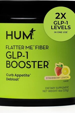 Flatter Me Fiber GLP-1 Booster ? Fiber Supplement for Women & Men, Prebiotics & Enzymes for Weight Support, Reduce Bloating, Double GLP-1 Levels, Digestive & Gut Health (10 Servings)