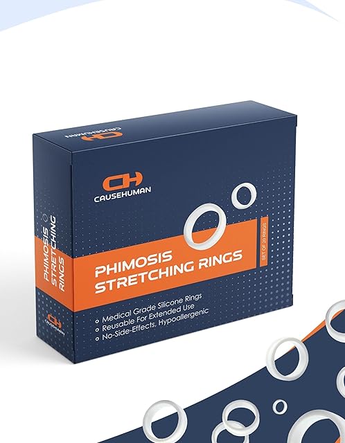 CauseHuman Phimosis Stretching Rings Set (20 Rings) - Medical Grade Silicone for Safe & Effective Phimosis Stretching - Proven Results in Skin Loosening