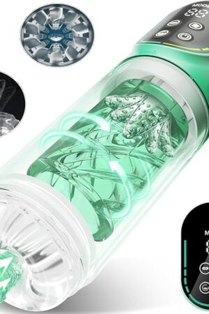 Automatic Male Masturbator + Electric Penis Vacuum Pump - 2 in 1 Men Sexy Pleasure Devices with 7 Suction & Rotating & Thrusting & Vibration Modes, Shower Oral Sex Toys Pocket Pussies Milking Machine