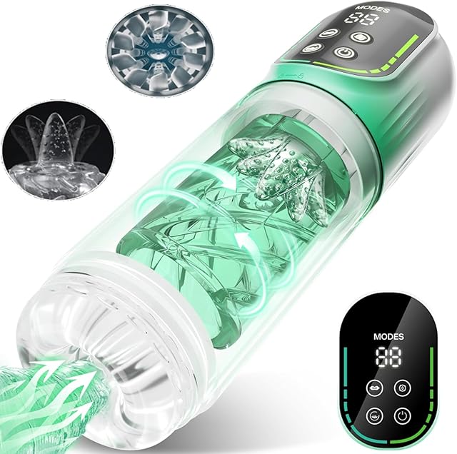 Automatic Male Masturbator + Electric Penis Vacuum Pump - 2 in 1 Men Sexy Pleasure Devices with 7 Suction & Rotating & Thrusting & Vibration Modes, Shower Oral Sex Toys Pocket Pussies Milking Machine