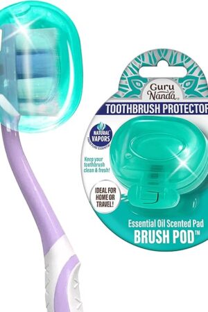 GuruNanda Brush Pods - Toothbrush Cover for Manual & Electric Toothbrush, Keeps Toothbrush Fresh & Clean, Travel Accessories with Natural Essential Oil Vapors, 1 Pack
