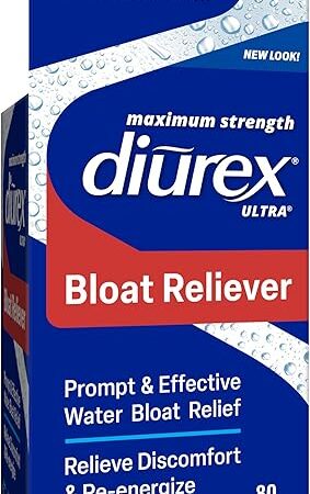 Diurex Ultra Re-Energizing Water Pills - Relieve Water Bloat - Feel Better & Less Heavy - 80 Count