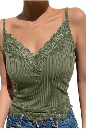 Womens Sexy Lace Flowy Bra Cami with Built-in Cups Solid Color Adjustable Spaghetti Strap Bras Soft Cozy Bralette