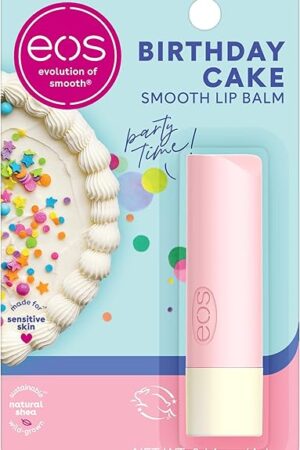 eos Natural Shea Lip Balm- Birthday Cake, All-Day Moisture Lip Care Products, 0.14 oz