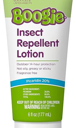 Boogie Insect Repellent Lotion, Keep Mosquitoes, Ticks and Flies Off, DEET Alternative Repellent, Up to 14-Hour Protection, Fragrance-Free, Odorless Lotion, 6 Ounce