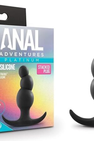 Blush Novelties Anal Adventures Platinum Stacked Silicone Butt Plug - 3.2 Inch Length and 1 Inch Width - Designed for Both Anal & Prostate Play - Flared Base for Safety, Comfort - Sex Toy