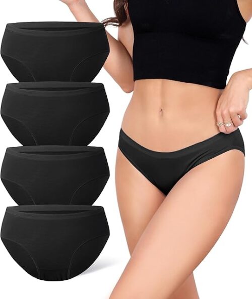 Womens Underwear, Bamboo Rayon Underwear Panties Moisture Wicking Panties, Soft Breathable, 4 Pack