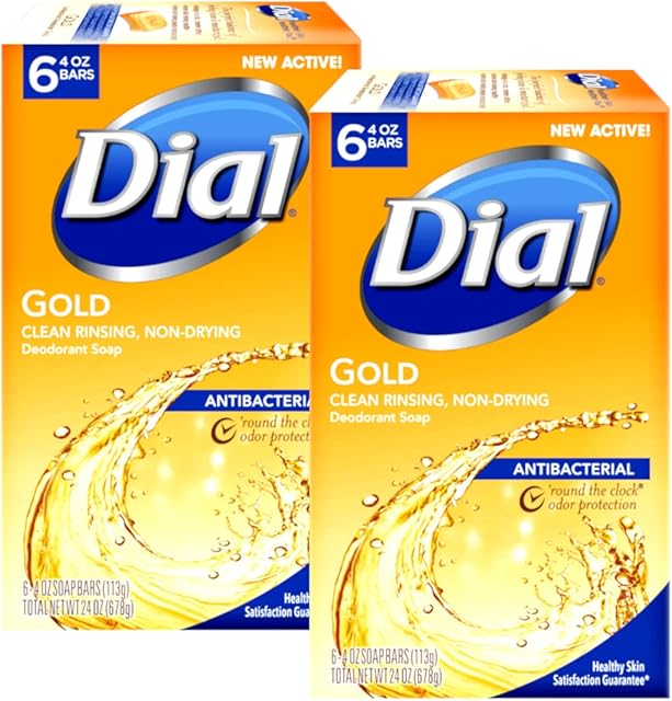 Dial Antibacterial Soap Bar, Gold, 6 Count (Pack of 2)