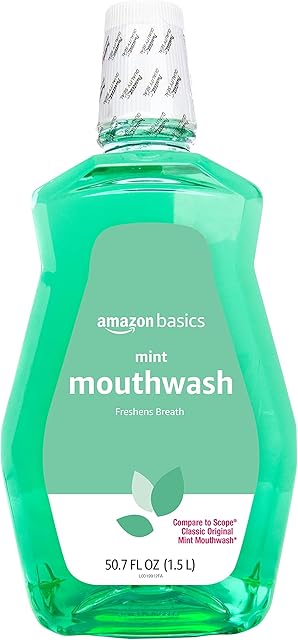 Amazon Basics Fresh Breath Mouthwash, Mint, 507 Ounce (Pack of 1), (Previously Solimo)
