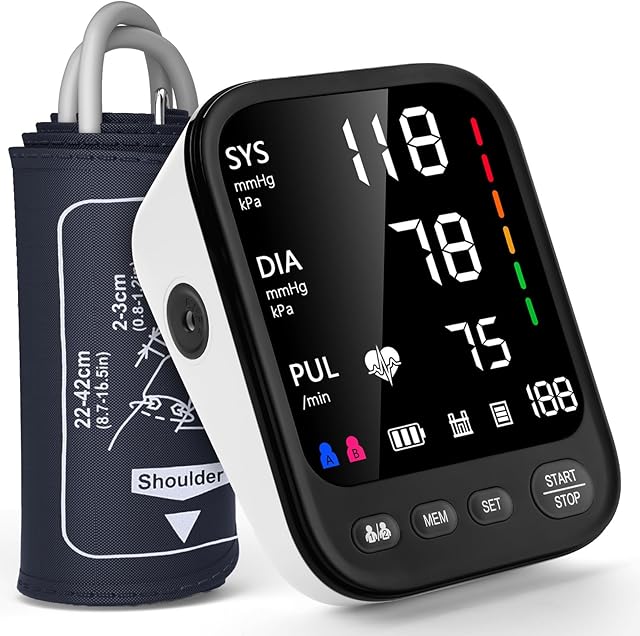 Blood Pressure Machine, Automatic Upper Arm Blood Pressure Monitor with 2x199 readout, 45 inch Backlit Large Screen Adjustable Large Cuff 9 to 17 inches - arrhythmia and Home Hypertension Detector